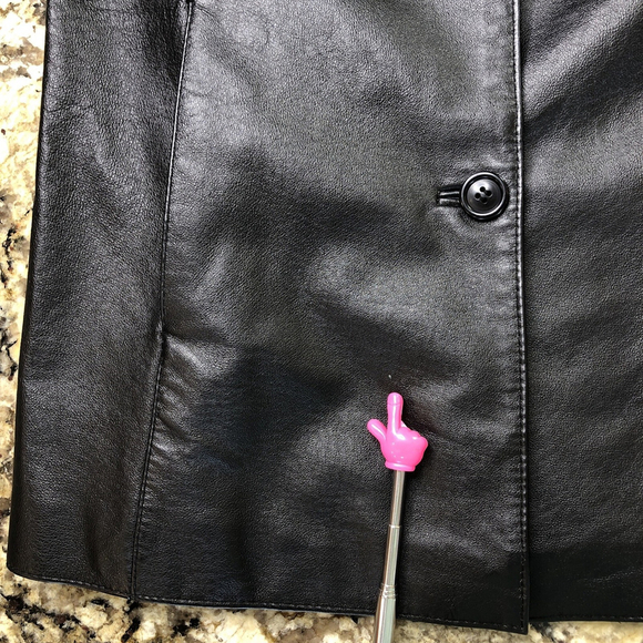 Size 8 Jessica Women’s Leather Jacket Button Up Mid Length Black Classic CN - Picture 13 of 16